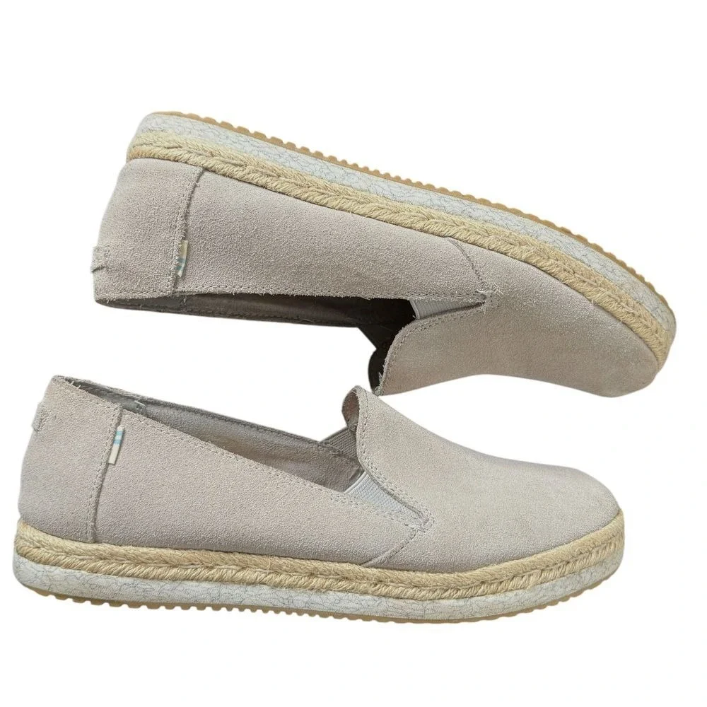 TOMS Palma Suede Platform‎ Espadrille Slip On Jute Shoes Womens 10 Minimalist